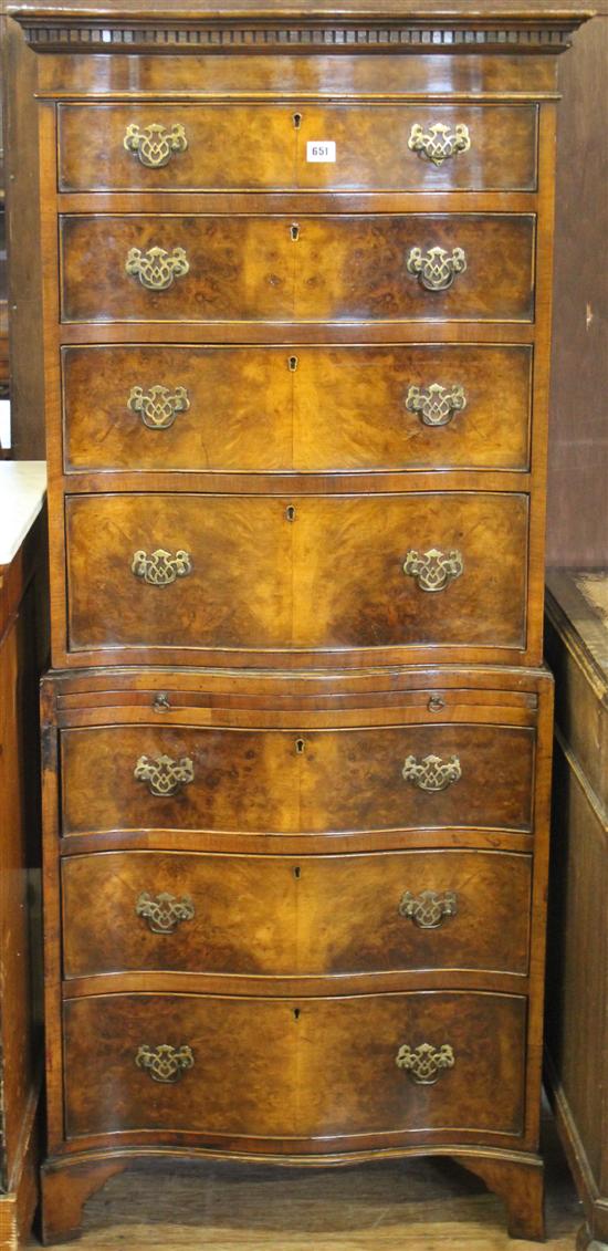 Walnut serpentine front  tallboy